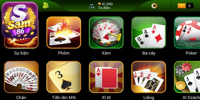Đa dạng game bài SAM86 được triển khai