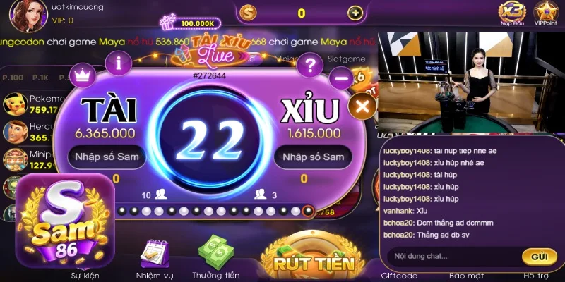 Live tài xỉu trực tiếp tại cổng game SAM86 Live tài xỉu trực tiếp tại cổng game SAM86